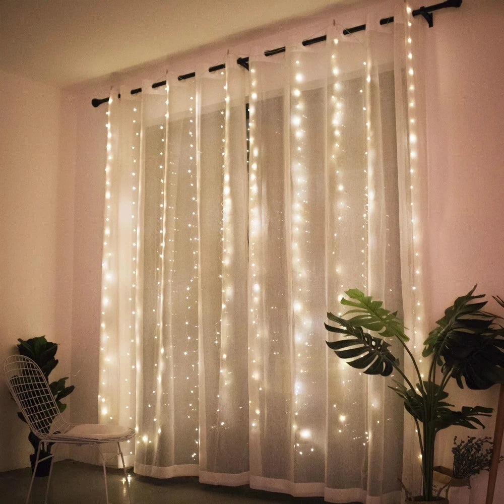 LED Christmas Curtain Garland – Xmas & New Year Décor