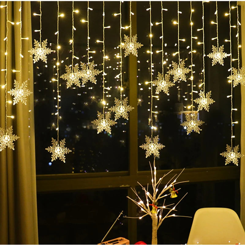 Xmas Cove 3.2M Snowflake LED Lights – Waterproof Flashing Fairy Lights