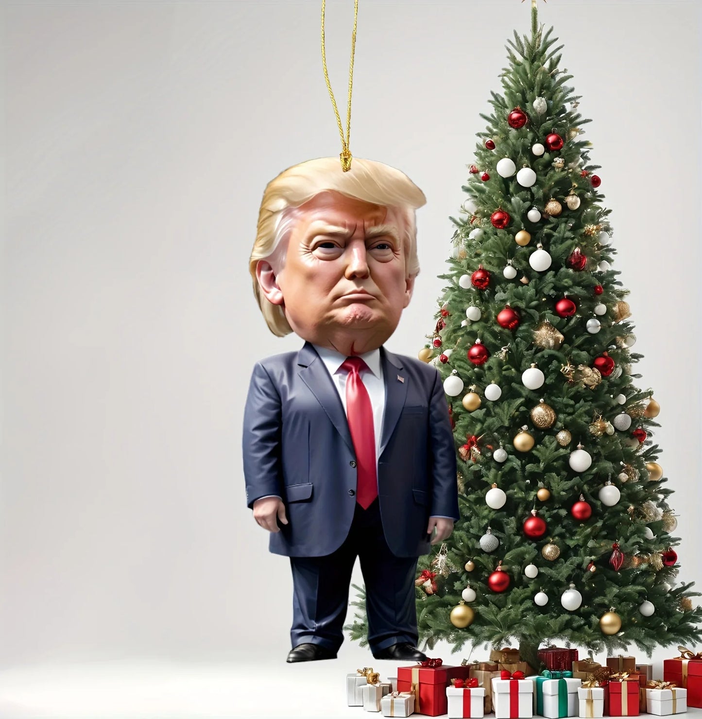 Trump-Inspired Acrylic Ornament – Xmas Car & Tree Decoration