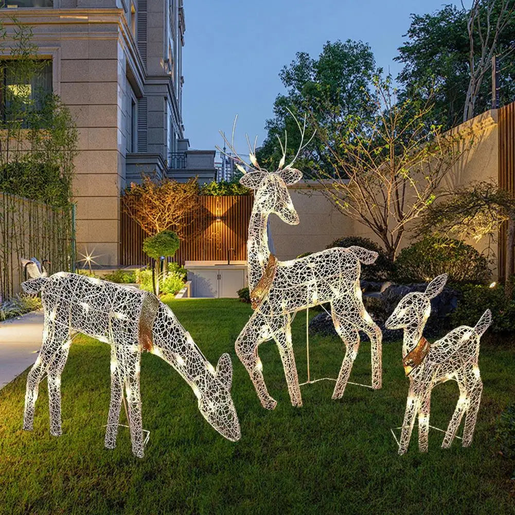 Glowing Metal Reindeer Set – LED Christmas Deer Decorations