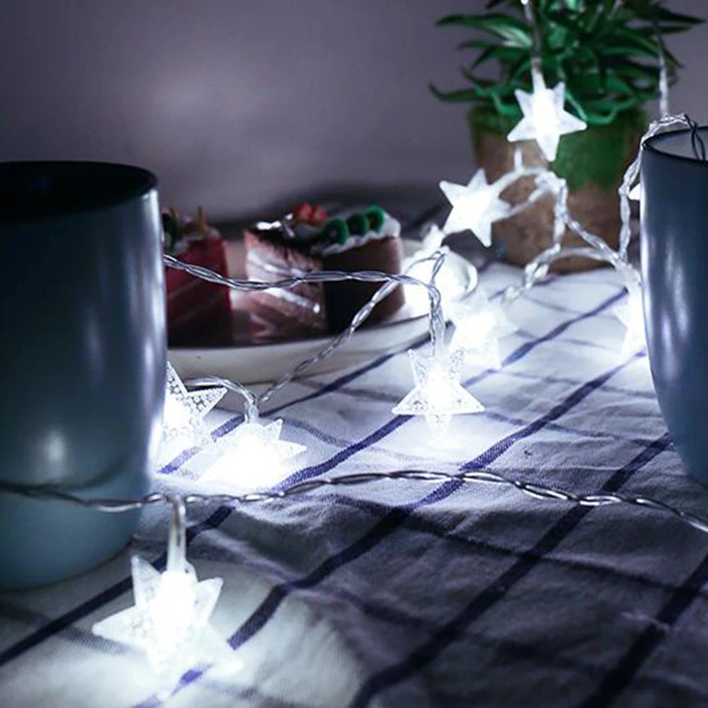 "Outdoor LED Star Chain String Lights – Christmas & Party Garland