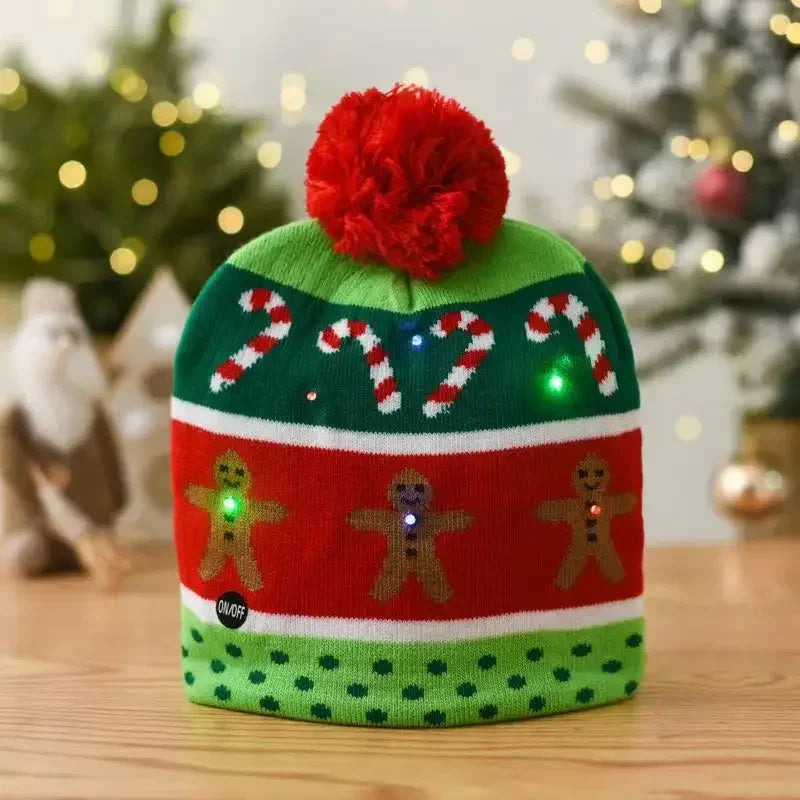 LED Snowman Christmas Hat – Flashing Knit Winter Party Cap