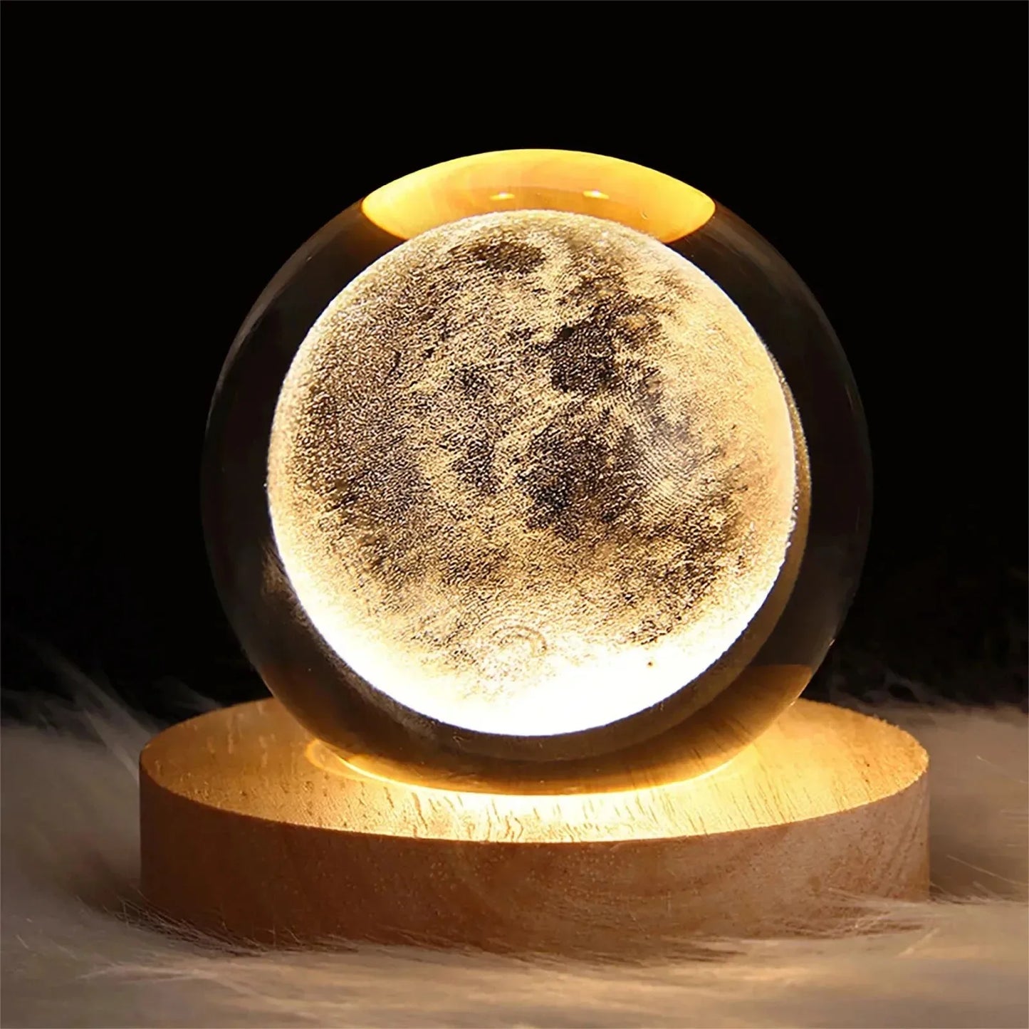 3D Crystal Ball Lamp – Galaxy & Planet Projections, USB Night Light