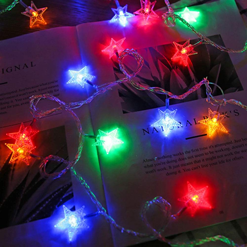 "Outdoor LED Star Chain String Lights – Christmas & Party Garland