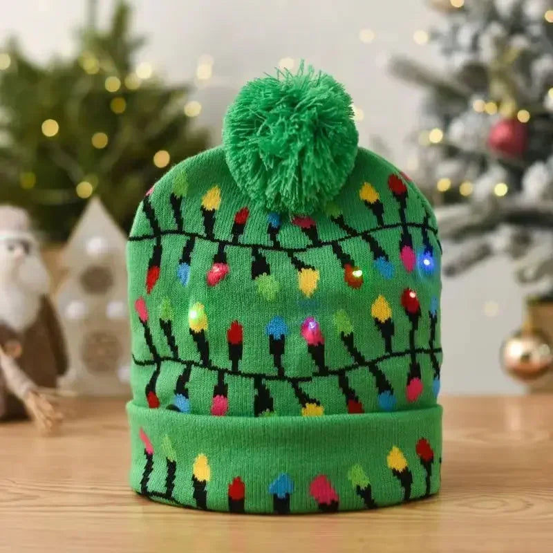 LED Snowman Christmas Hat – Flashing Knit Winter Party Cap