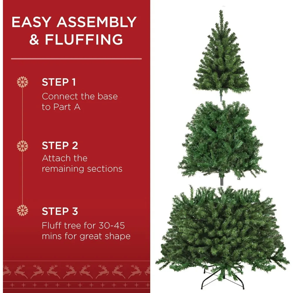 Christmas Tree Pre-Lit Spruce Artificial, 6ft, Party Decoration w/ 250 Incandescent Lights, 798 Branch Tips, Easy Assembly