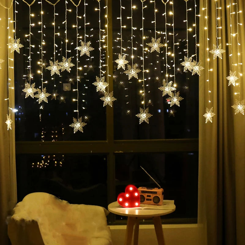 Xmas Cove 3.2M Snowflake LED Lights – Waterproof Flashing Fairy Lights