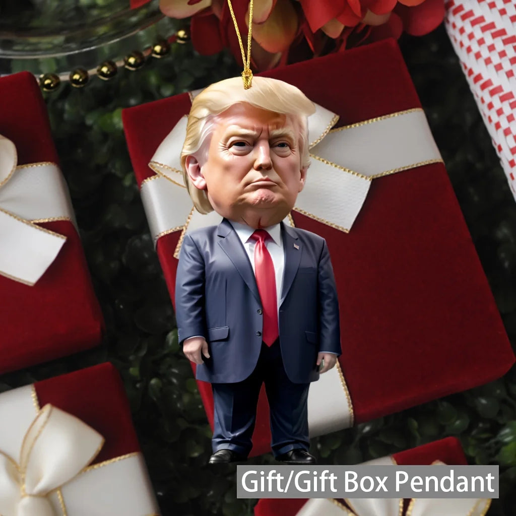 Trump-Inspired Acrylic Ornament – Xmas Car & Tree Decoration