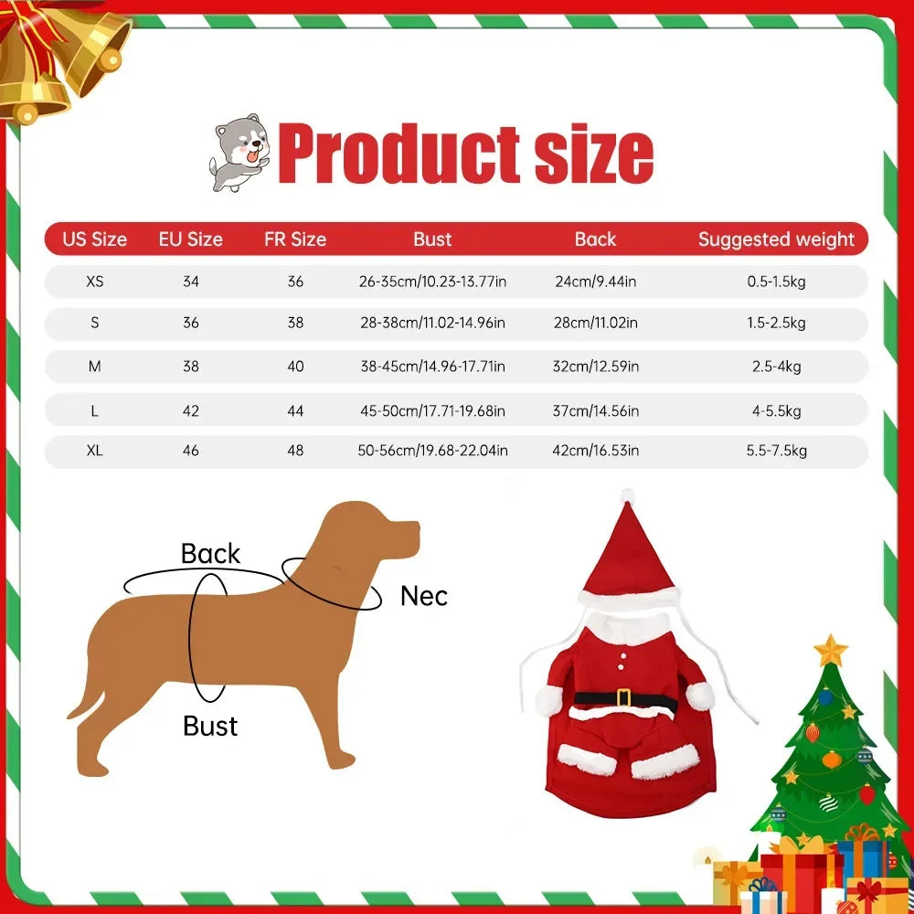 Christmas Dog Fleece Coat – Santa Claus Costume for Puppies