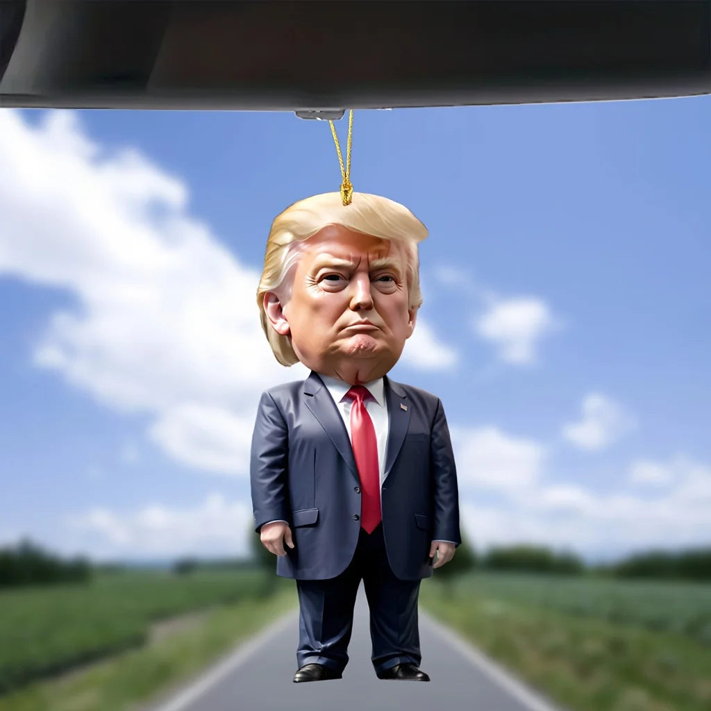 Trump-Inspired Acrylic Ornament – Xmas Car & Tree Decoration