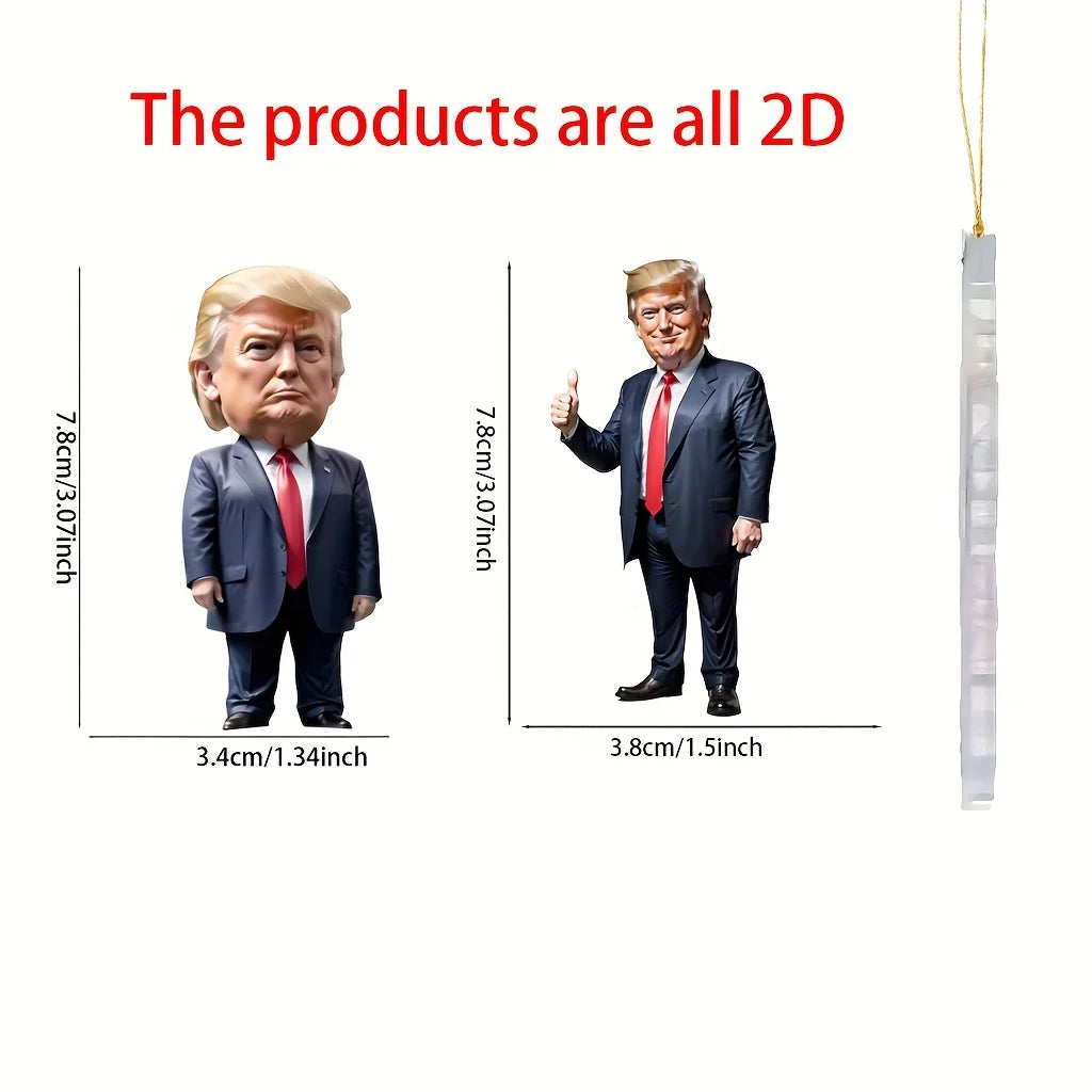 Trump-Inspired Acrylic Ornament – Xmas Car & Tree Decoration